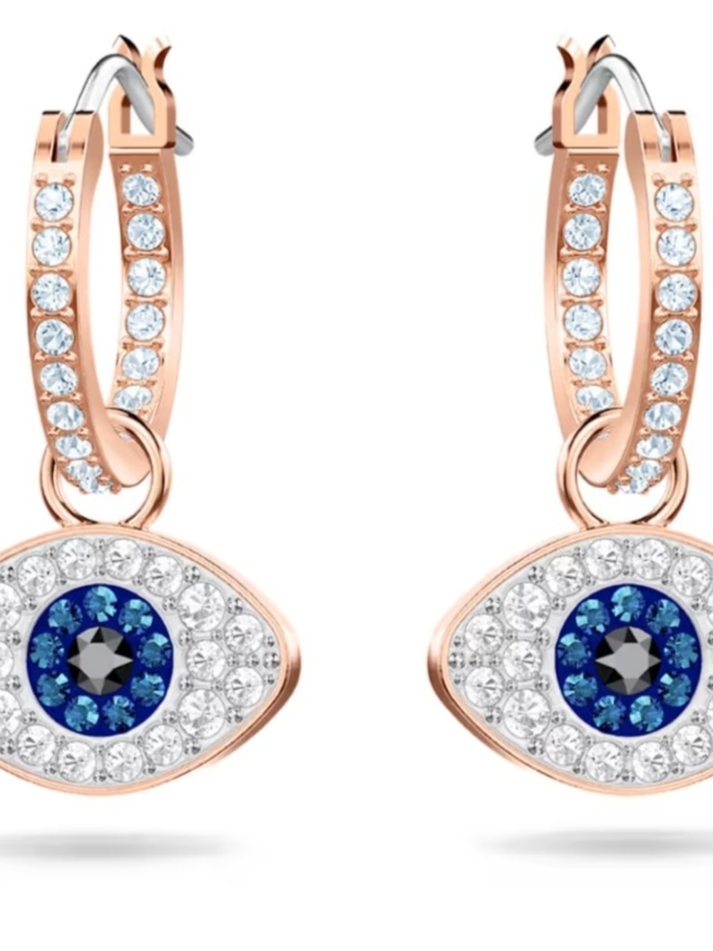 Swarovski Symbolica Evil Eye Hoop Earrings Blue Rose Gold 5425857 - Picture 5 of 5